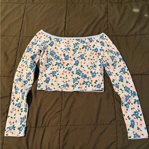 Zara Floral Off-Shoulder Crop Top